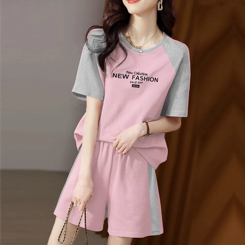 2023 Летний Новый Повседневный Спортивный костюм для фитнеса и бега, женские повседневные шорты больших размеров с короткими рукавами, комплект из двух предметов