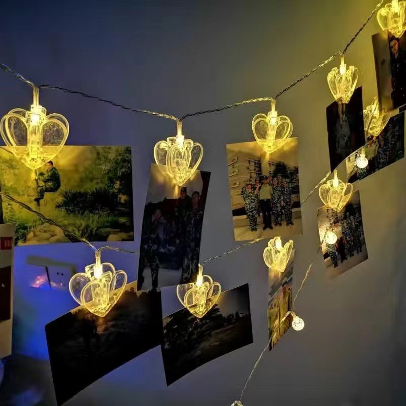 LED clip luz cadena foto clip color luz caja de batería con control remoto Fondo decoración de la pared colgante luz fiesta diseño transfronterizo