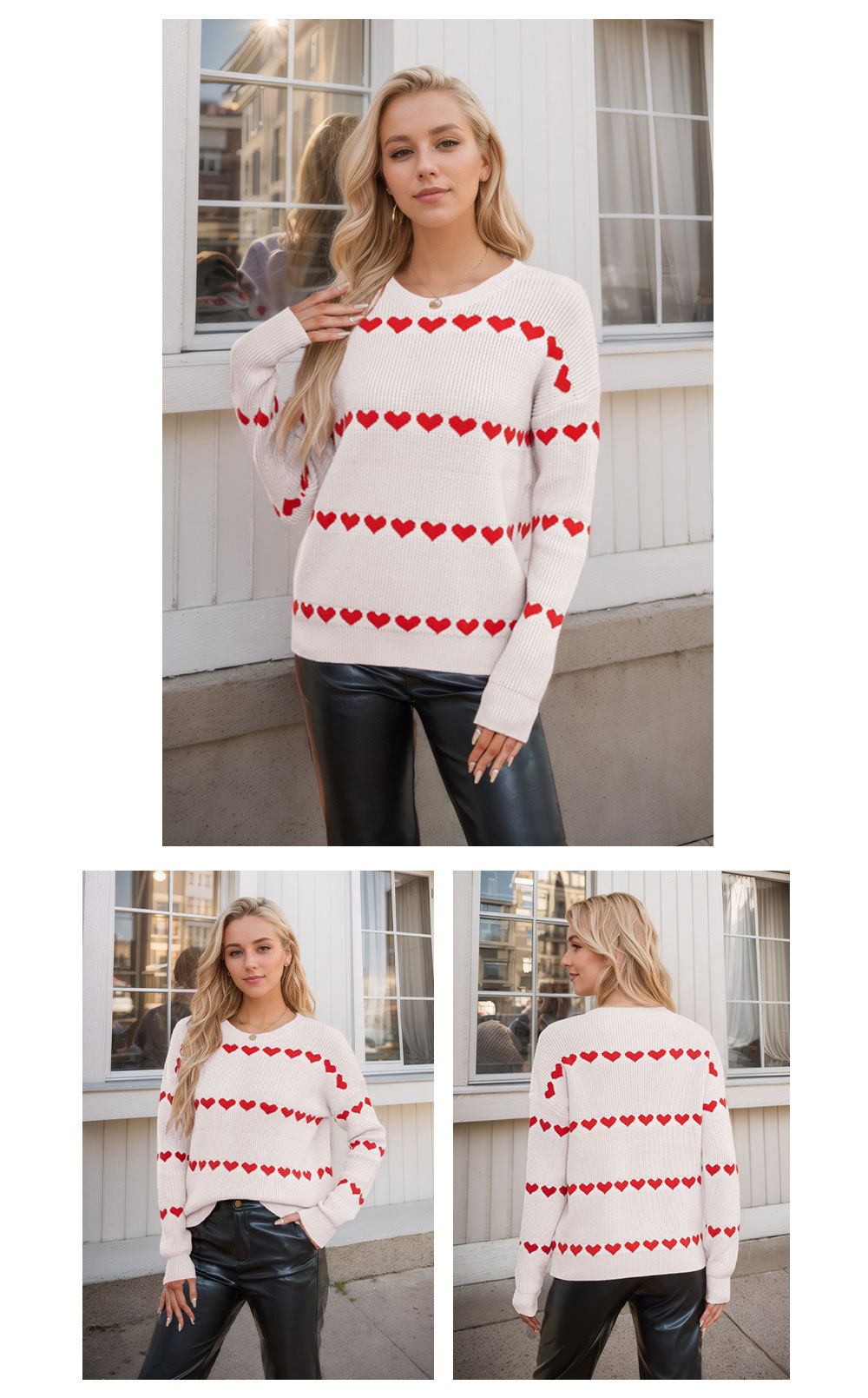 Long Top Length Sweater Tops Type Wholesale Women's Casual Streetwear Heart Shape Long Sleeve Sweaters & Cardigans