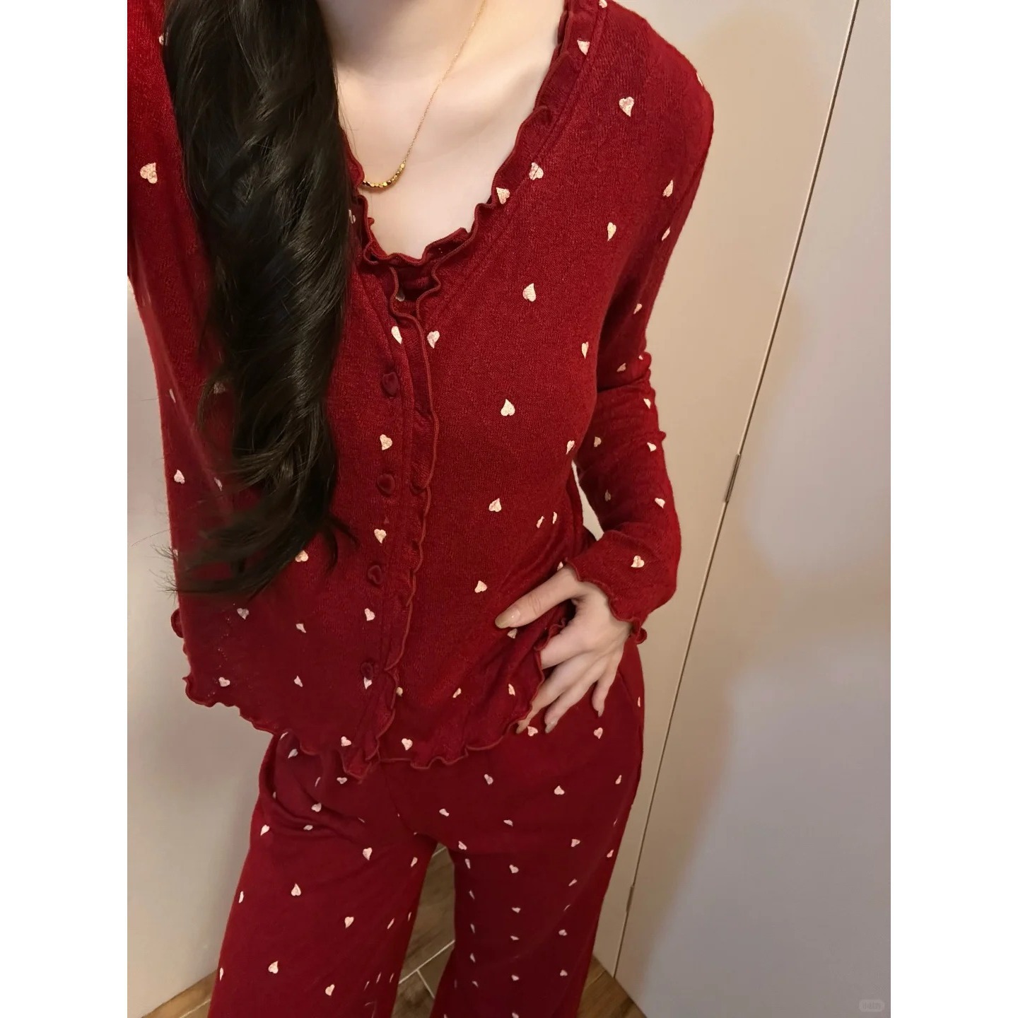 2026新款莫代尔春秋女士本命年红睡衣套装显瘦高级感家居服可外出