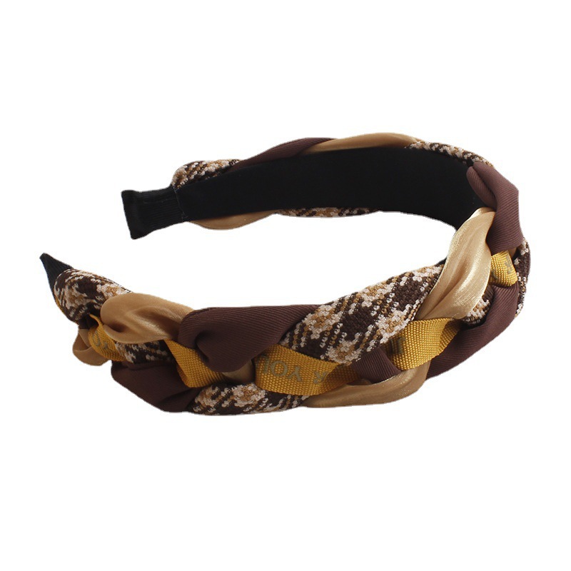 Retro woven headband with pigtail