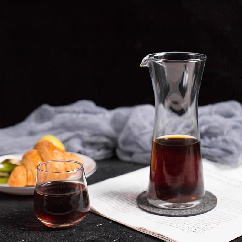 Juego de café de un solo producto de estilo japonés, café con leche, exquisito, transparente, simple, resistente al calor, taza de vidrio pequeña, olla para compartir café