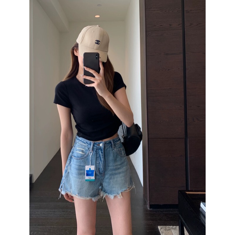 Fashionable Ripped Pants High-Waisted A-Line Slimming Denim Casual Shorts Women's Hot Pants Summer 2026 New Model H052305 Fashionable Ripped Pants High-Waisted A-Line Slimming Denim Casual Shorts Women's Hot Pants Summer 2026 New Model H052305