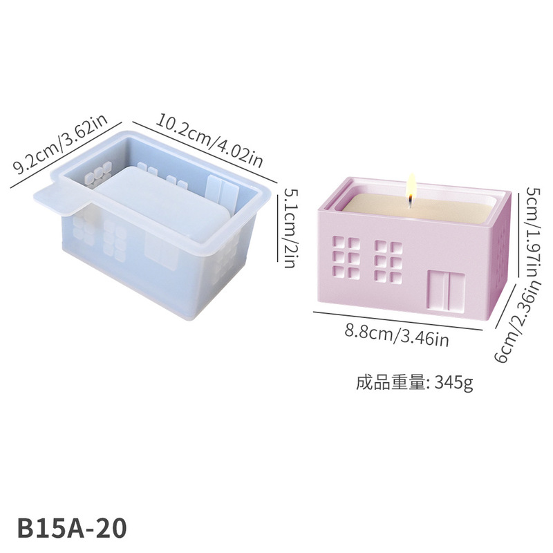 ヨーロッパの煙突ハウス収納瓶接着剤型 DIY アロマセラピー石膏キャンドルカップ蓋付きハウスシリコン型|undefined