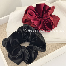 韩版高级感丝绒拼缎面锁边束腰大肠发圈马尾丸子头花气质头绳发绳