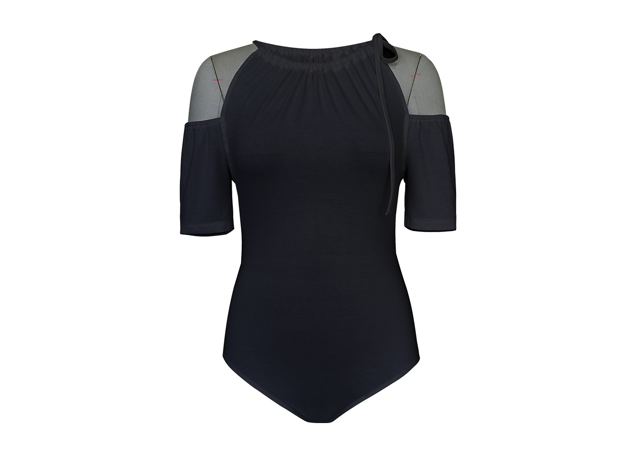 Drawstring Wholesale Womens Bodysuits Round Neck Solid OffShoulder