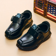 Boys' Leather Shoes 2024 Spring/Summer New Arrival All-Match Kids' Footwear, Korean-Style Casual Design with Velcro, Perfect for Little Boys