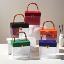 仿竹节手柄结婚生日商务伴手礼糖盒桌糖送礼亚克力透明礼品盒喜糖