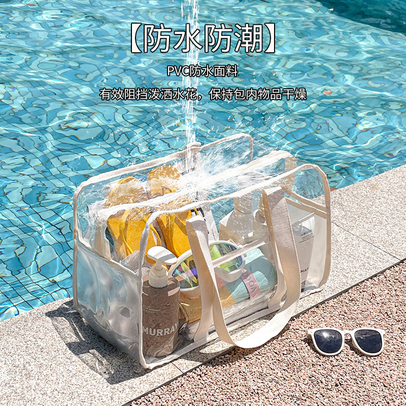 Bolsa de playa a prueba de agua a prueba de contaminación, bolsa de gelatina transparente, bolsa de lavado portátil, bolsa de almacenamiento de cosméticos de gran capacidad