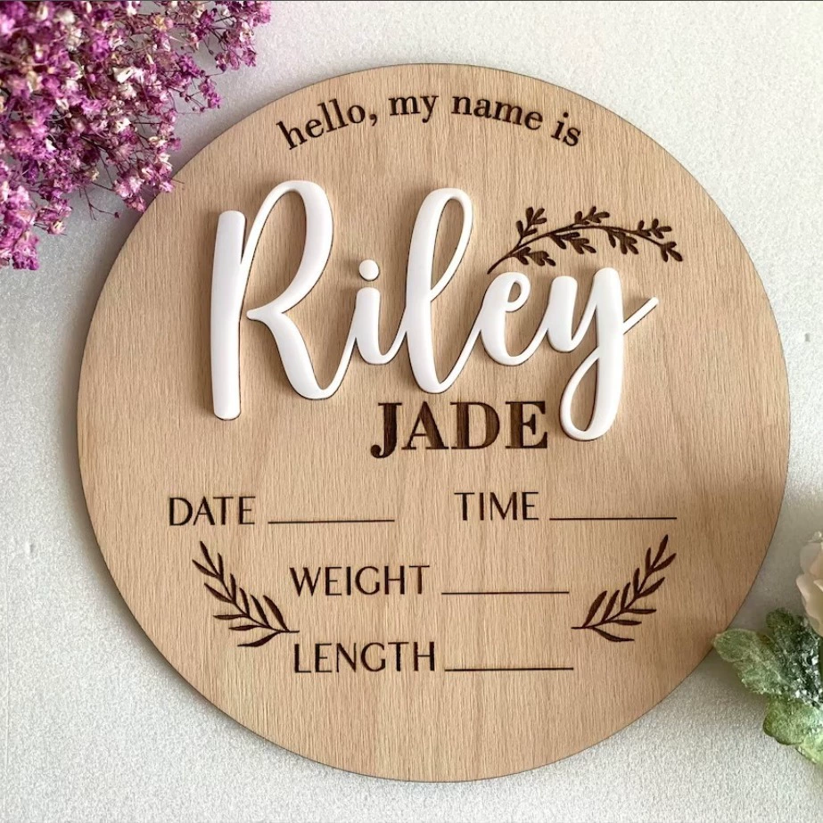 Персонализированная детская веха при рождении доска объявлений больница деревянная статистика рождения логотип резьба обработка
