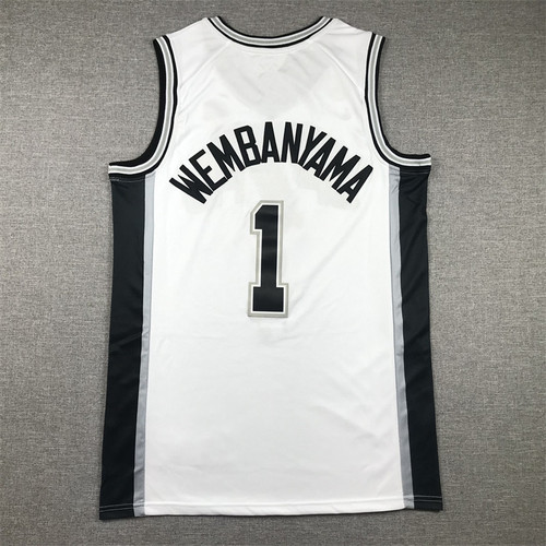 Summer cross-border jersey Spurs 1# Wenban Yama basketball uniform embroidered sports training men's and women's vests loose and healthy