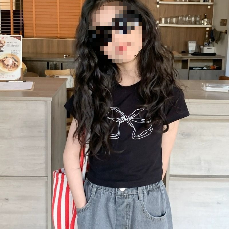 Summer and Autumn Women and Children Print Long Sleeve Slim Fit Children's Base Shirt T-Shirt Girl Round Neck Stylish Top 0030A020