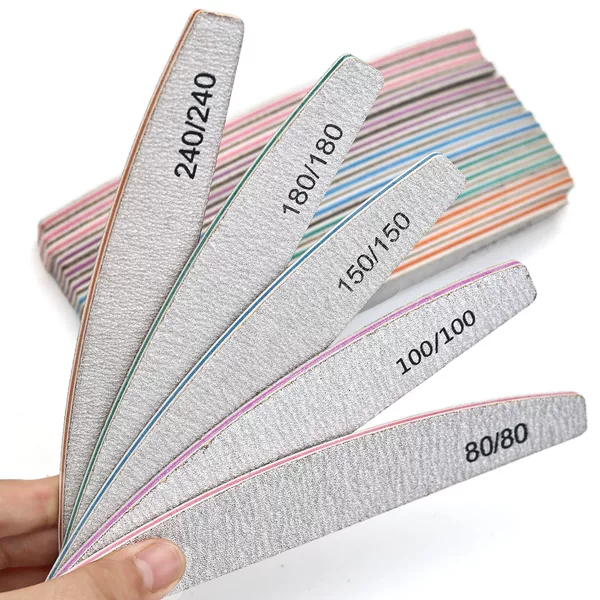 Cross-Border New Model Half-Moon-Shaped High-End Double-Sided Sanding Strip, Wear-Resistant and Sharp, Does Not Lose the White Core, Eva Nail Polishing Tool