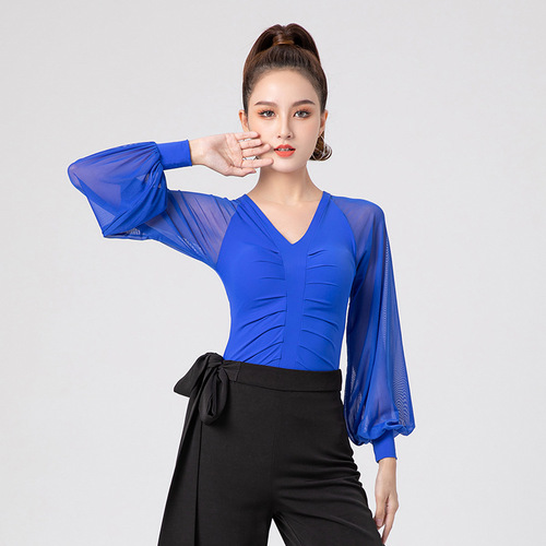 Jitterbug dance clothing new women's practice clothing tops national standard Latin dance body training clothing tops autumn and winter