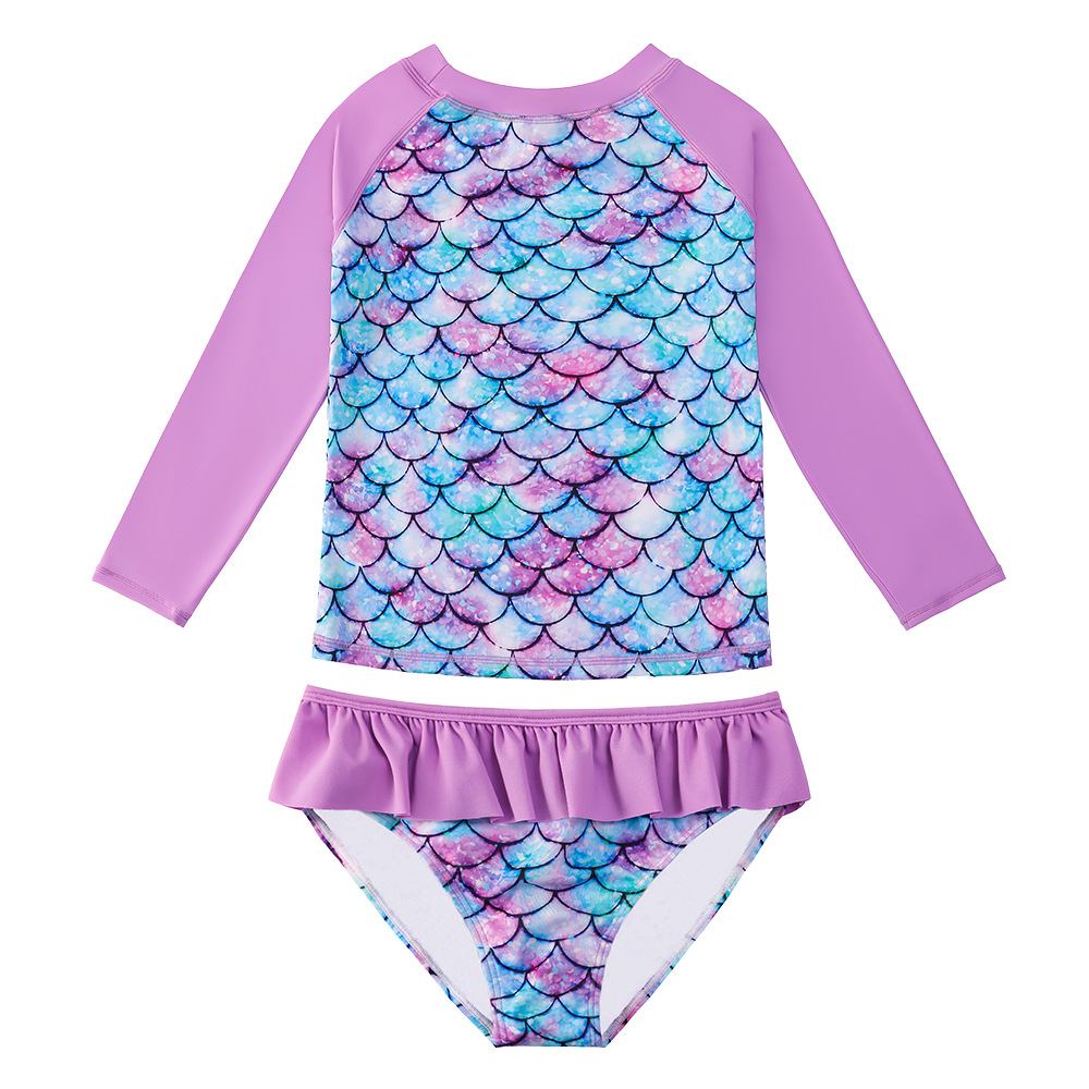 Children's One-piece Swimsuit Long Sleeve Bikini With Mermaid Print display picture 1