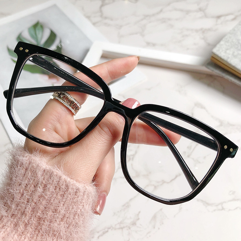 Versatile Minimalist New Transparent Square-frame Students With Nearsightedness, Flat Lenses, Suitable Round Faces, Anti-blue Light Eyeglass_voghion.com