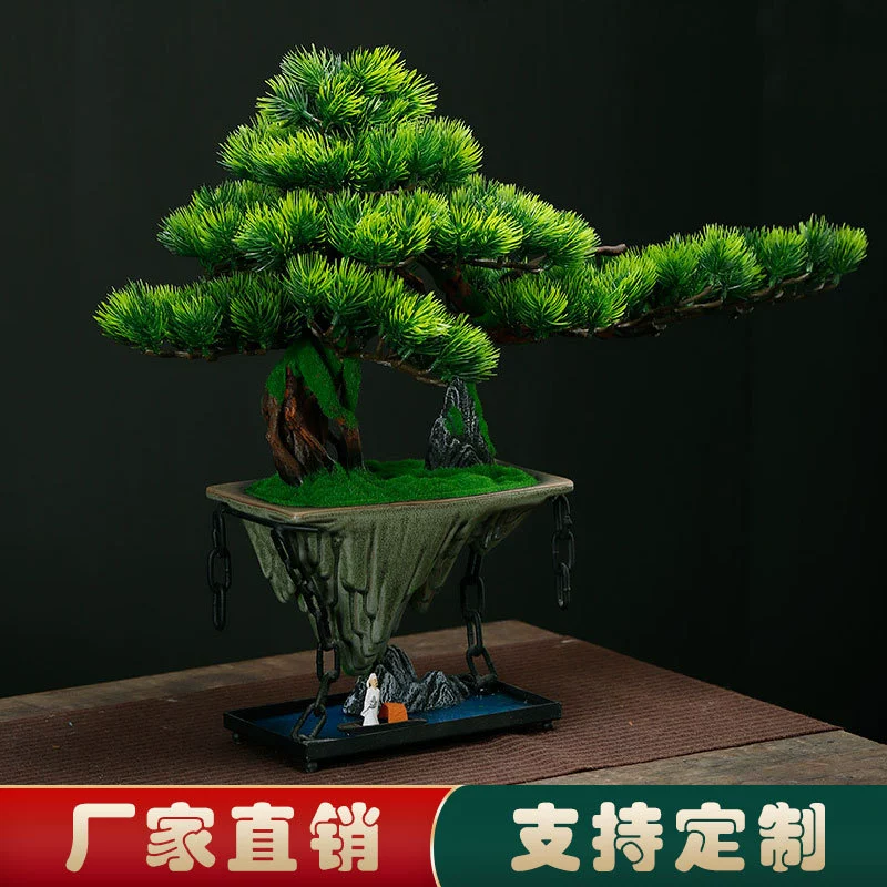 Имитация приветственных сосновых украшений, креативные украшения для дома в стиле дзен, офисные бонсай из цельного дерева, зеленые растения B&B.