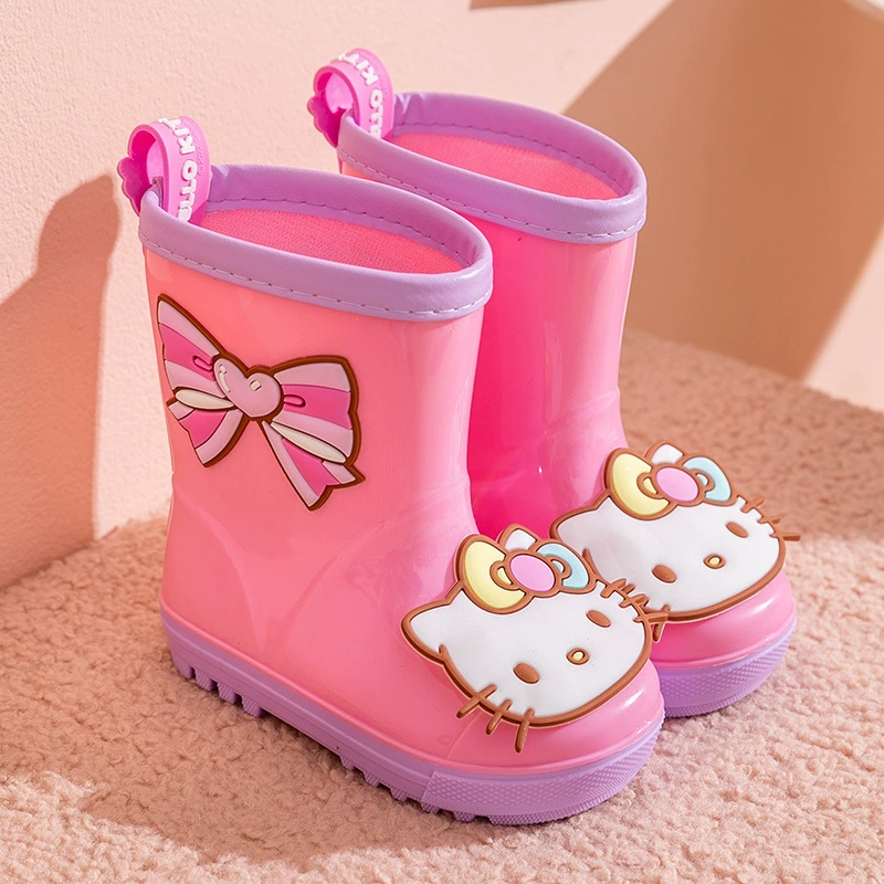 Hello kitty, детские сапоги с героями мультфильмов, плащ для мужчин и женщин, нескользящая флисовая износостойкая обувь, оптовая продажа