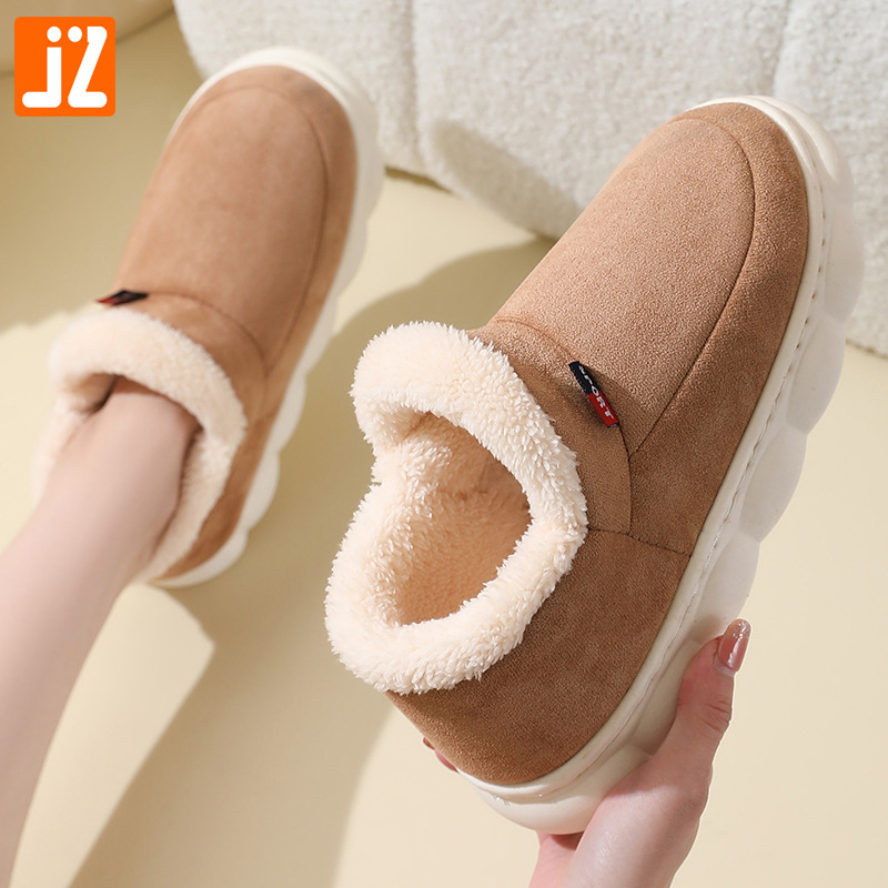 Slippers Winter Household New Old Cotton Shoes Women's Outwear Heel fleece-lined Indoor Warm Thick Sole Men's Snow Boots Winter
