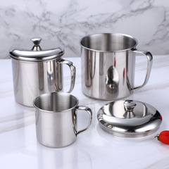 Stainless steel 304 cup with lid and handle, iron cup, kindergarten water cup, student children milk cup