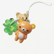 【棕色轻松熊】三叶草挂件手机链咕本链卡册卡扣小熊耳朵可爱吊坠