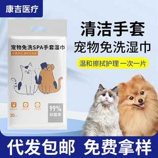 Pet Wet Wipes Dog Special Wash-free Gloves One-time Extending Wet Wipes 10 Pieced Cat Bath Cleaning Artifact