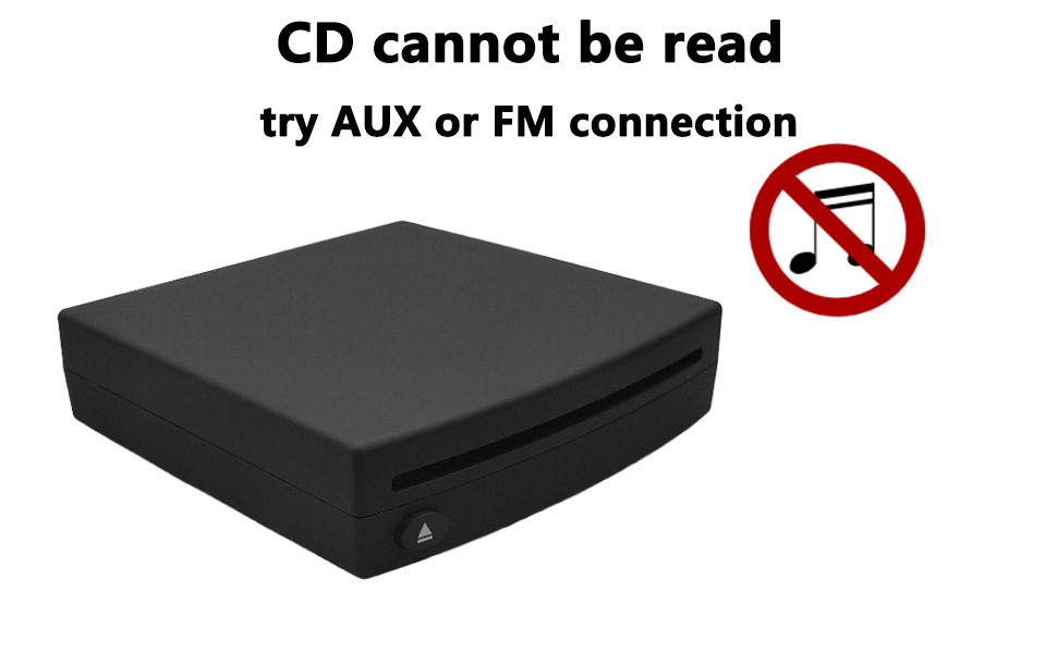 In-car CD player with USB connection, external CD player with FM transmitter and AUX output box