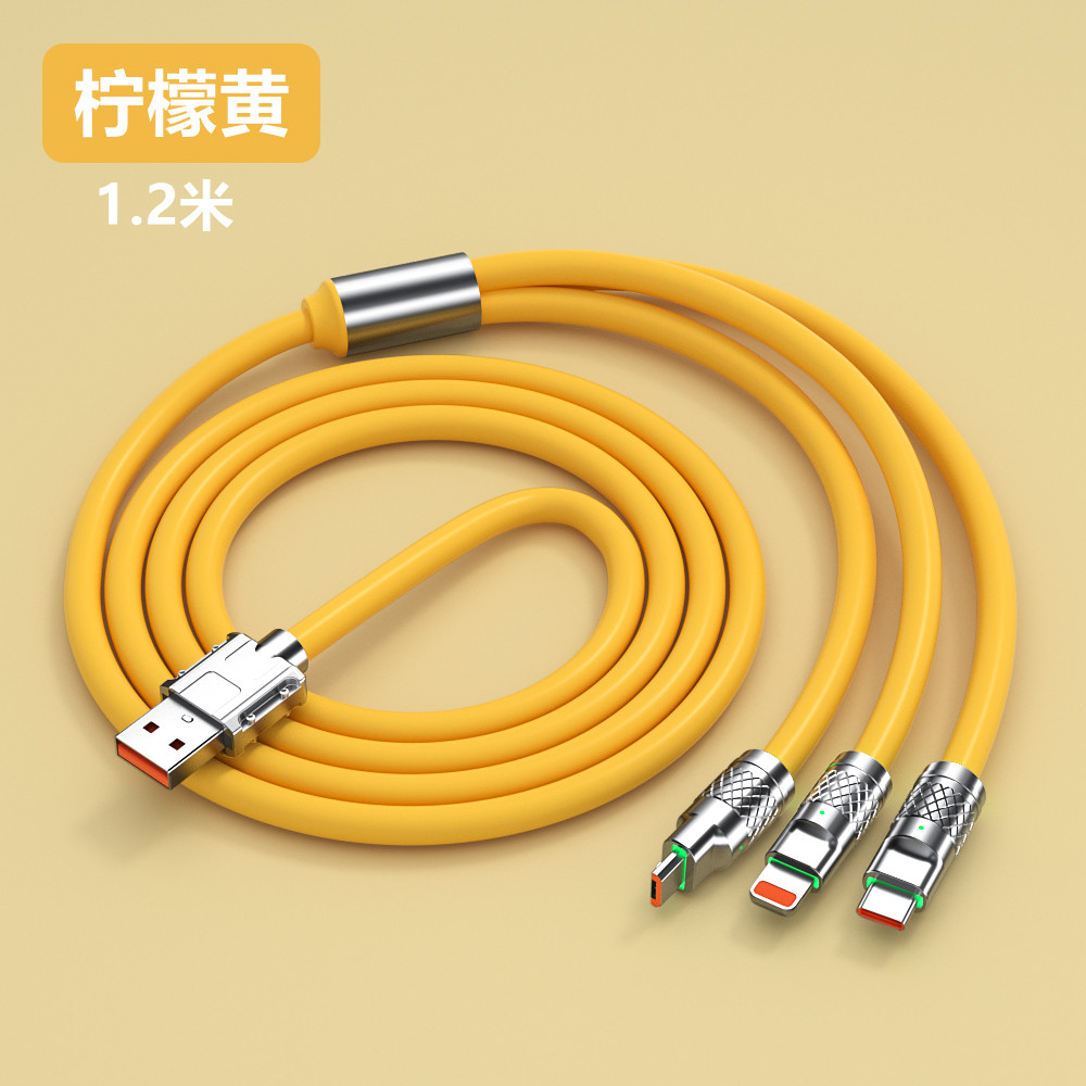 Super Schnelllade-Kabel für 120W Dreifach-Schnelllade-Datenkabel kompatibel mit Apple, Vivo, Huawei, Android Blitzladung
