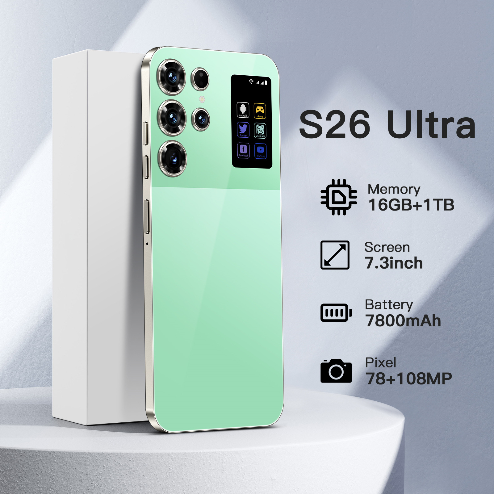 S26Ultra teléfono móvil transfronterizo 16 + 1T Android 7.3 pulgadas gran pantalla de comercio exterior fabricante de teléfonos inteligentes fuente TK