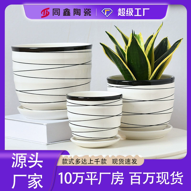 Dehua Tongxin цветочный горшок керамический круглый цветочный горшок для суккулентов с поддоном большой зеленой орхидеей в горшках оптом