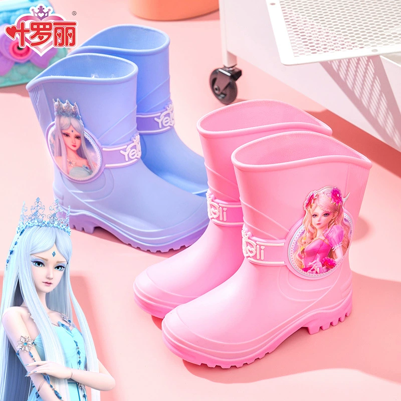 Детские непромокаемые туфли Princess Ye Luoli для девочек, противоскользящая резиновая обувь Four Seasons