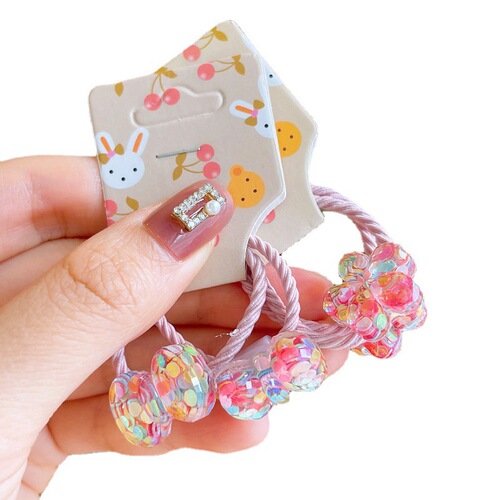 Korean version of children's sequin bow tie hair tie cartoon Mickey Cherry pair of hair rope cute girls hair tie rubber band headwear