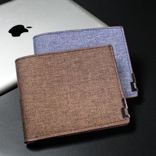 Men's short canvas wallet men wallet student trendy fashion card wallet wallet spot