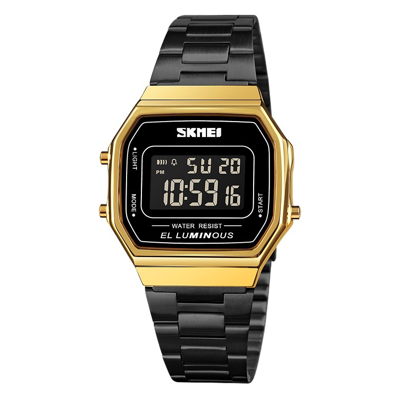 SKMEI Sudeste Asiático Venta caliente Moda Casual Square digital de moda los hombres impermeable deportes Correa acero reloj electrónico