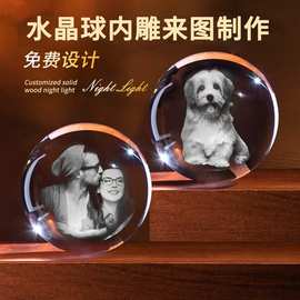 跨境水晶球定制玻璃球转运珠魔术球人物水晶摆件宠物纪念品定制