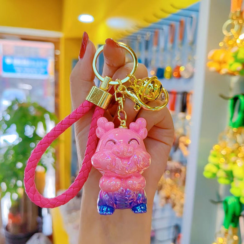 2024 año dragón galvanoplastia colorido dragón llavero adornos pareja llavero bolsa colgante