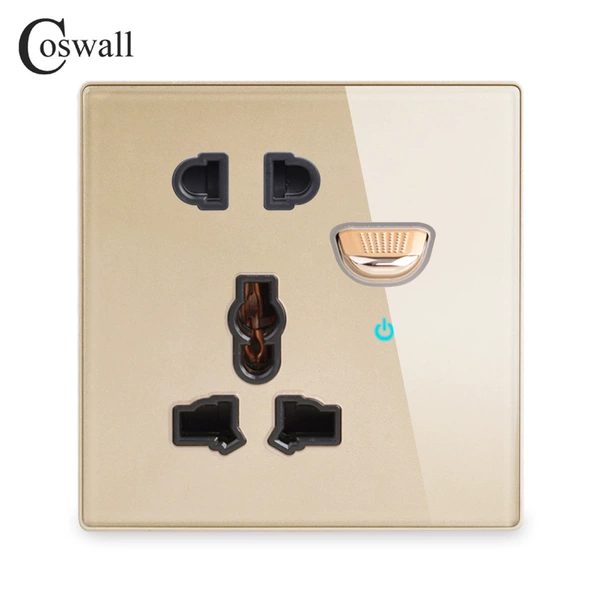 Glass golden multi-hole with switch 16A