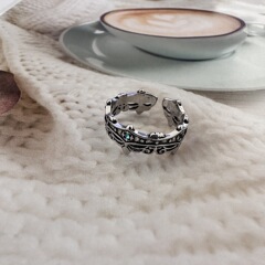 New Crown Ring for Women, Silver Plated, Western Style, Hip-Hop Personality, Adjustable Opening, Index Finger Ring, Niche Trend