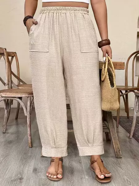 Cross-Border European and American 2026 Summer New Women's Fashion Amazon Independent Site New Casual Plus-Size Loose Carrot Pants