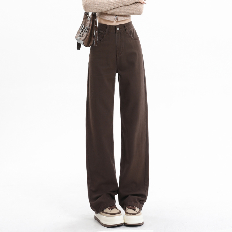 Vintage brown Narrow High Waist Straight Leg Jeans Women's Autumn Hot Girl Slim Look Loose Dosing All-match Wide Leg Pants Vintage brown Narrow High Waist Straight Leg Jeans Women's Autumn Hot Girl Slim Look Loose Dosing All-match Wide Leg Pants