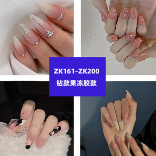 With diamond to wear a net red popular white fake nails wholesale nail patch removable finished long ballet