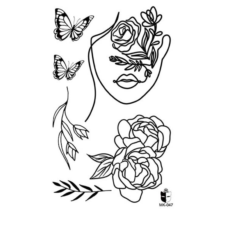 Animal blanco y negro desechable pegatinas de tatuaje belleza pegatinas de tatuaje moda estética patrón de personalidad dama pegatinas de tatuaje