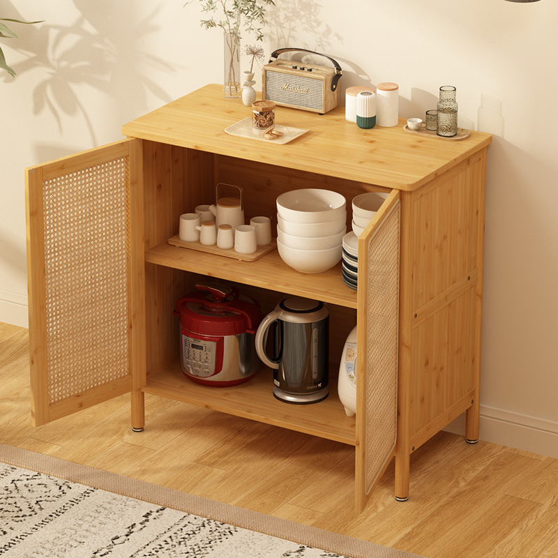Aparador de ratán para el hogar, gabinete de café para la sala de estar, gabinete de almacenamiento multifuncional para la cocina, gabinete pequeño minimalista moderno con puerta