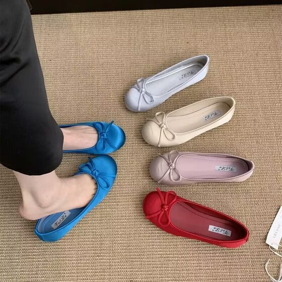 Shoes Flat Sole Slip-on Women's Face Round Head 2025 Grandma Spring Soft Sole Ballet Shoes New Satin