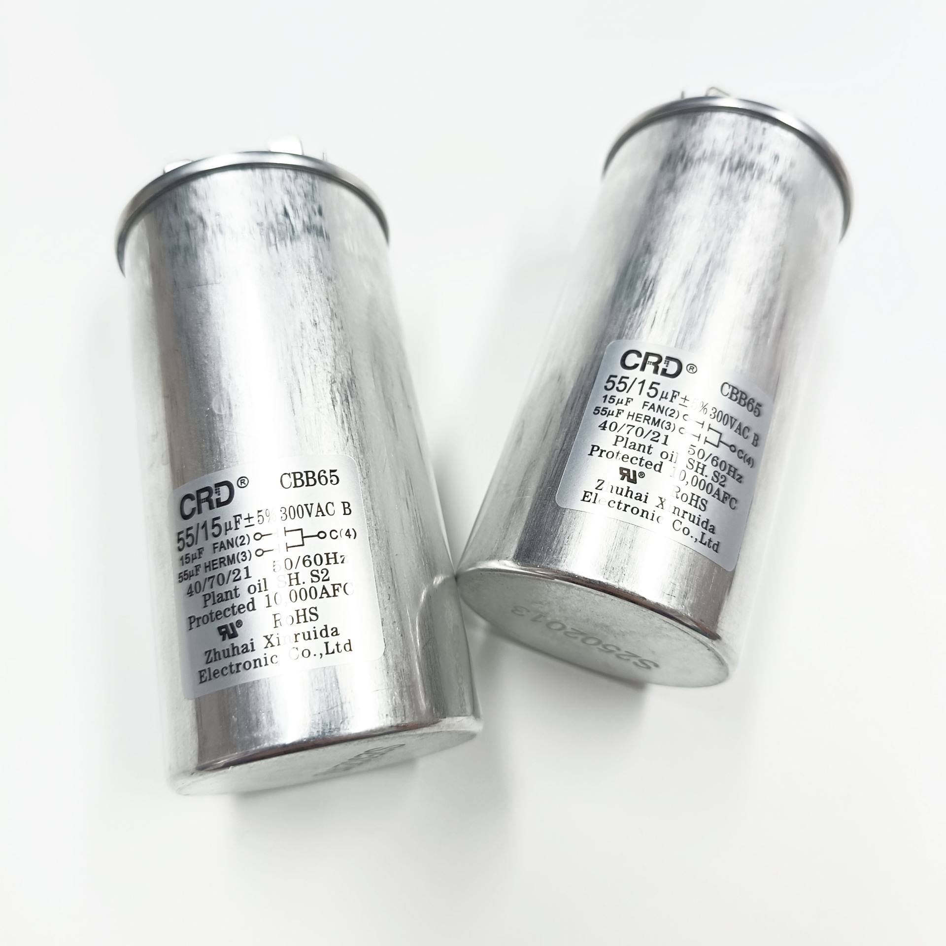 CBB65工业排风扇电容55uF+15uF300V薄膜电容启动运行电容双值电容