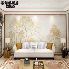 新中式牆布客廳電視背景牆卧室牆紙影視牆衣現代輕奢無縫裝飾壁畫