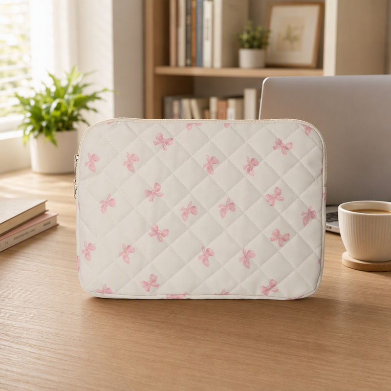 Quilted Padded Shockproof Bowknot Laptop Sleeve 14inch Cute Tablet iPad Protective Case Quilted Padded Shockproof Bowknot Laptop Sleeve 14inch Cute Tablet iPad Protective Case