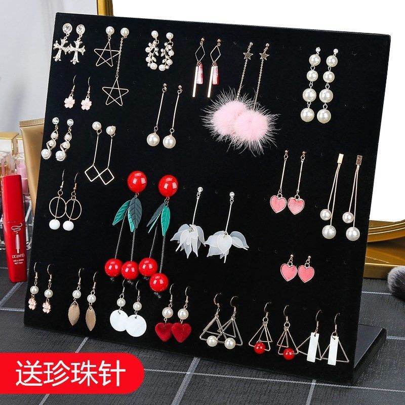 Velvet Simple Jewelry Shelf Jewelry Earrings Board Hanging Necklace Earrings Earrings Storage Box Storage Rack Display Home