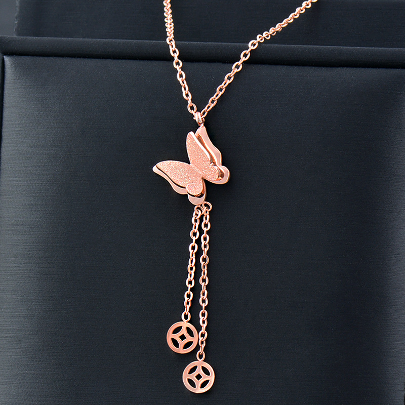 Simple Style Butterfly Titanium Steel Plating Pendant Necklace 1 Piece