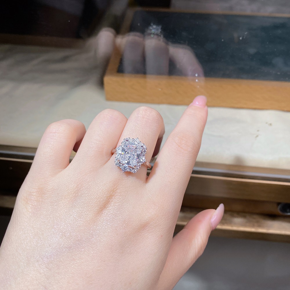 Simple Style Rectangle Sterling Silver Plating Zircon Rings 1 Piece